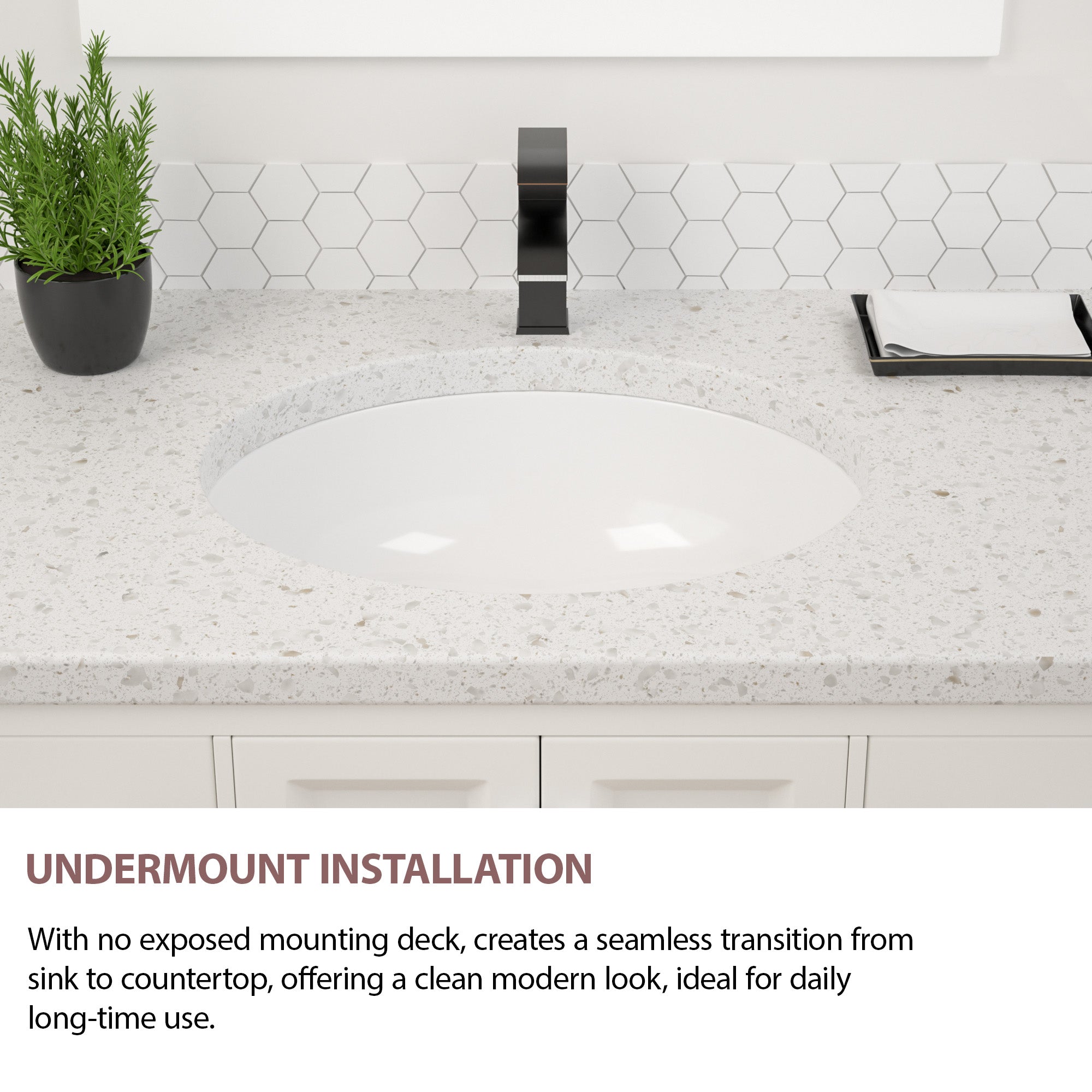 Dcolora 16''x13'' White Ceramic Oval Undermount Bathroom Sink, Vanity Basin with Overflow