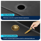 Dcolora 33'' Kitchen Sink - Undermount Single Bowl R10 Round Corner - Black Granite Composite Workstation with Cutting Board and Grid
