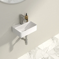 Dcolora 14.5'' x 10'' Wall Mounted Bathroom Sink - Rectangular White Ceramic Floating Basin with Faucet Hole