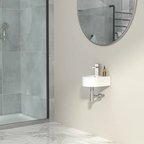 Dcolora 13'' x 10'' Wall Mounted Bathroom Sink - Circular White Ceramic Floating Basin with Faucet Hole