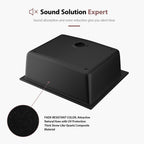 Dcolora 25''x22'' Black Quartz Drop-In Wet Bar Sink, Topmount Deep Single Bowl Prep Kitchen Basin, Round Corner