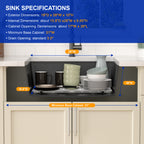 Dcolora 28'' Matte Black Undermount Kitchen Sink, Single Bowl Modern Workstation Granite Composite Basin, #DC-GU0004BS