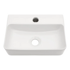 Dcolora 14.5'' x 10'' Wall Mounted Bathroom Sink - Rectangular White Ceramic Floating Basin with Faucet Hole