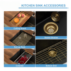 Dcolora 30'' Kitchen Sink - Undermount Single Bowl R10 Round Corner - Black Granite Composite Workstation with Cutting Board and Grid