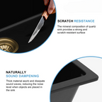 Dcolora 30'' Kitchen Sink - Undermount Single Bowl R10 Round Corner - Black Granite Composite Workstation with Cutting Board and Grid