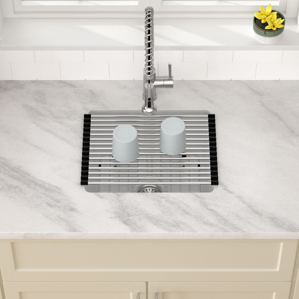 Dcolora 18 Inch Undermount Small Bar Sink Single Bowl Kitchen Sink White Granite Composite Wet Bar Sink 18"W×16"D×9"H,DC-GUW002