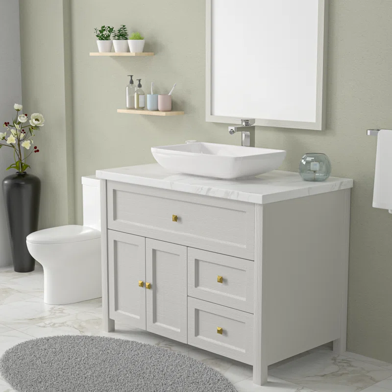 Dcolora 24'' x 15''Rectangular Above Counter White Ceramic Vessel Sink - European Inspired Vanity Basin