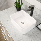 Dcolora 16''x12'' White Rectangular Vessel Sink, Ceramic Porcelain Above Counter Bathroom Vanity Basin