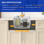 Dcolora 18 Inch Undermount Small Bar Sink Single Bowl Kitchen Sink White Granite Composite Wet Bar Sink 18"W×16"D×9"H,DC-GUW002