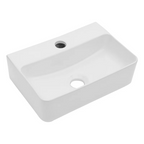Dcolora 14.5'' x 10'' Wall Mounted Bathroom Sink - Rectangular White Ceramic Floating Basin with Faucet Hole