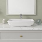 Dcolora 24'' x 15''Rectangular Above Counter White Ceramic Vessel Sink - European Inspired Vanity Basin