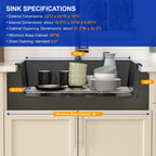 Dcolora 33''x22''x10'' Matte Black Drop-In Kitchen Sink, Single Bowl Granite Multifunctional Topmount Workstation Basin