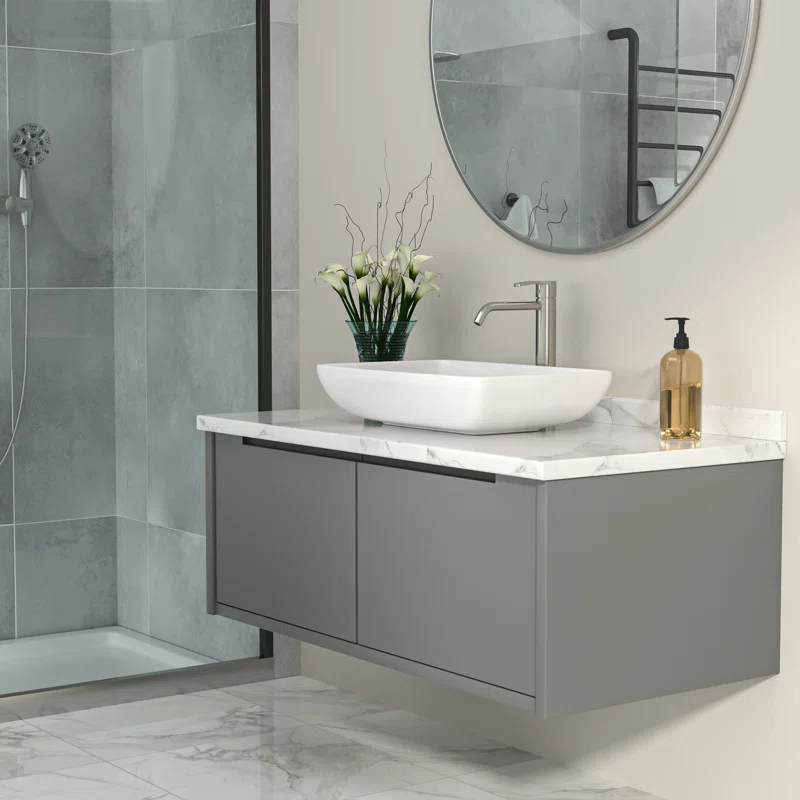 Dcolora 24'' x 15''Rectangular Above Counter White Ceramic Vessel Sink - European Inspired Vanity Basin