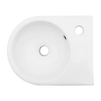 Dcolora 13'' x 10'' Wall Mounted Bathroom Sink - Circular White Ceramic Floating Basin with Faucet Hole