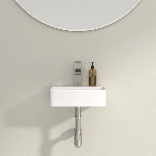 Dcolora 14.5'' x 10'' Wall Mounted Bathroom Sink - Rectangular White Ceramic Floating Basin with Faucet Hole