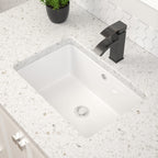 Dcolora 16''x10'' White Ceramic Rectangular Undermount Bathroom Sink, Vanity Basin with Overflow