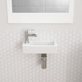 Dcolora 14.5''x7'' White Ceramic Wall Mounted Floating Sink, Rectangular Small Bathroom Basin, Left Hand