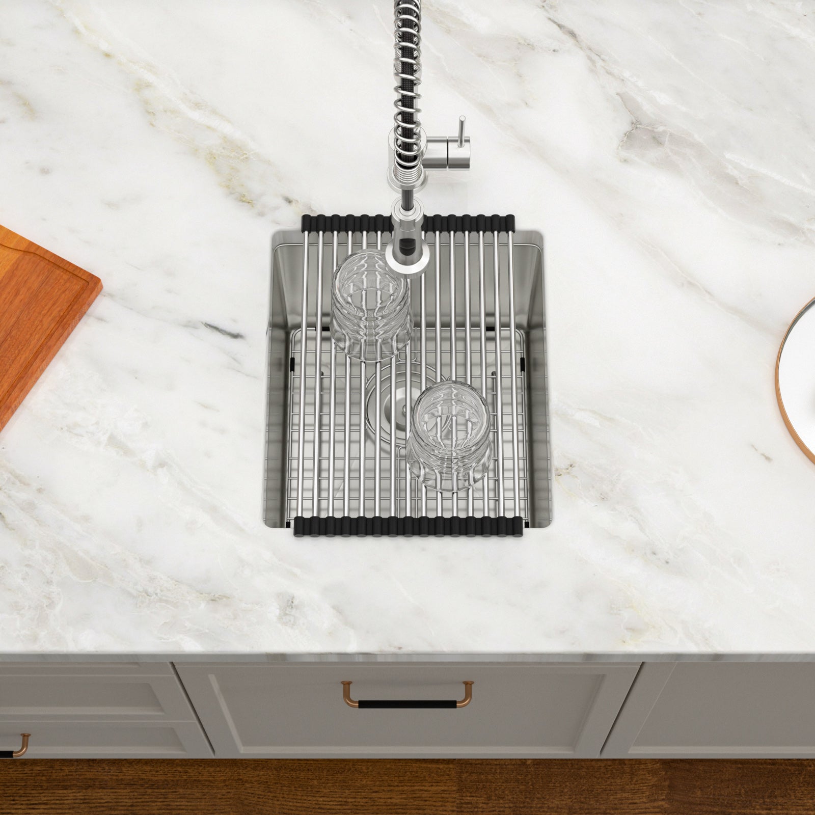 Dcolora 15 Inch Wet Bar Sink Undermount Small Kitchen Sink 16 Gauge Stainless Steel Prep Sink Single Bowl,15"x17"x10" Rounded Corner, DC-U7722