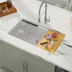 Dcolora 30''Wx19''Dx10''H White Granite Composite Kitchen Sink, Undermount Single Bowl Quartz Workstation Basin