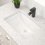 Dcolora 19''x13'' White Ceramic Rectangular Undermount Bathroom Sink, Vanity Basin with Overflow