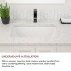 Dcolora 19''x13'' White Ceramic Rectangular Undermount Bathroom Sink, Vanity Basin with Overflow