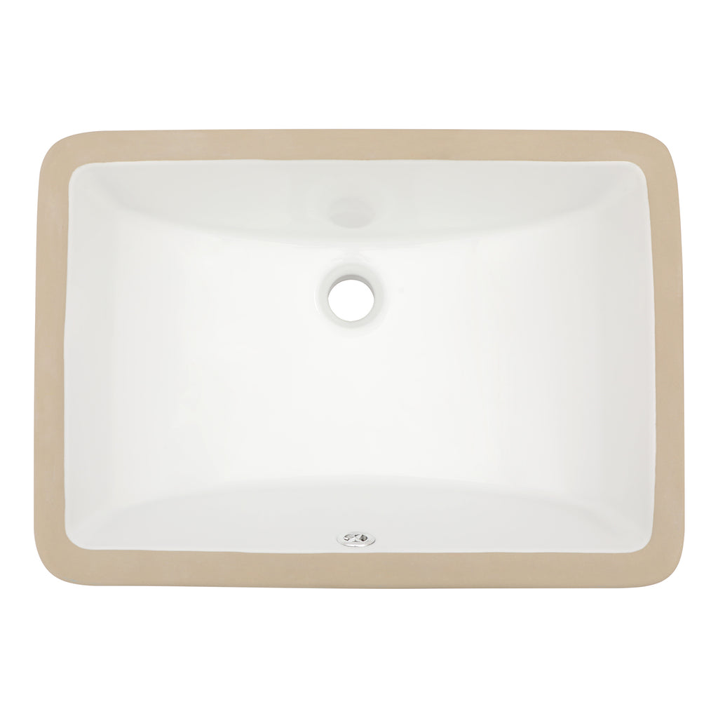 Dcolora 16''x12'' White Ceramic Rectangular Undermount Bathroom Sink, Vanity Basin with Overflow