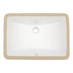 Dcolora 16''x12'' White Ceramic Rectangular Undermount Bathroom Sink, Vanity Basin with Overflow