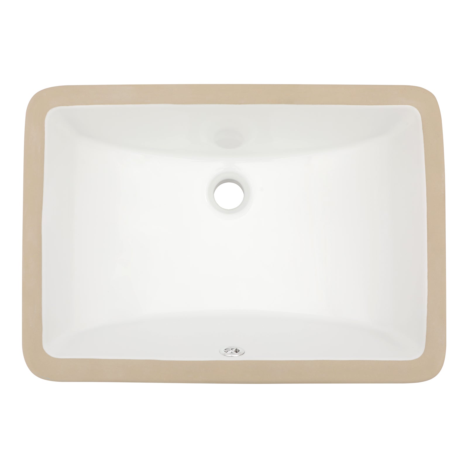 Dcolora 16''x12'' White Ceramic Rectangular Undermount Bathroom Sink, Vanity Basin with Overflow