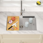 Dcolora 28 Inch White Undermount Kitchen Sink Workstation Single Bowl Modern Kitchen Sink Granite Composite,#DC-GU0003WS