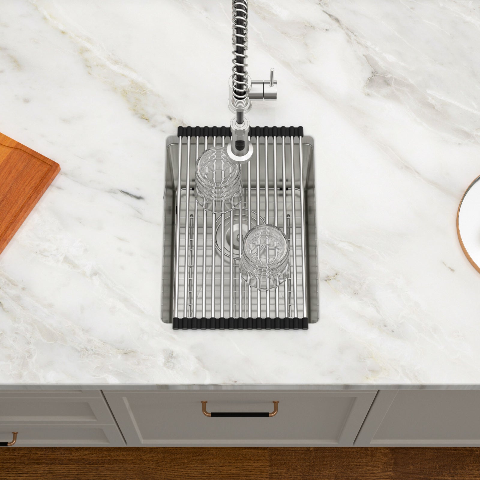 Dcolora 14 Inch Wet Bar Sink Undermount Small Kitchen Sink 16 Gauge Stainless Steel Prep Sink Single Bowl,14"x18"x9" Rounded Corner, DC-U7718