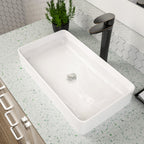Dcolora 24''x14'' White Rectangular Vessel Sink, Ceramic Porcelain Above Counter Bathroom Vanity Basin