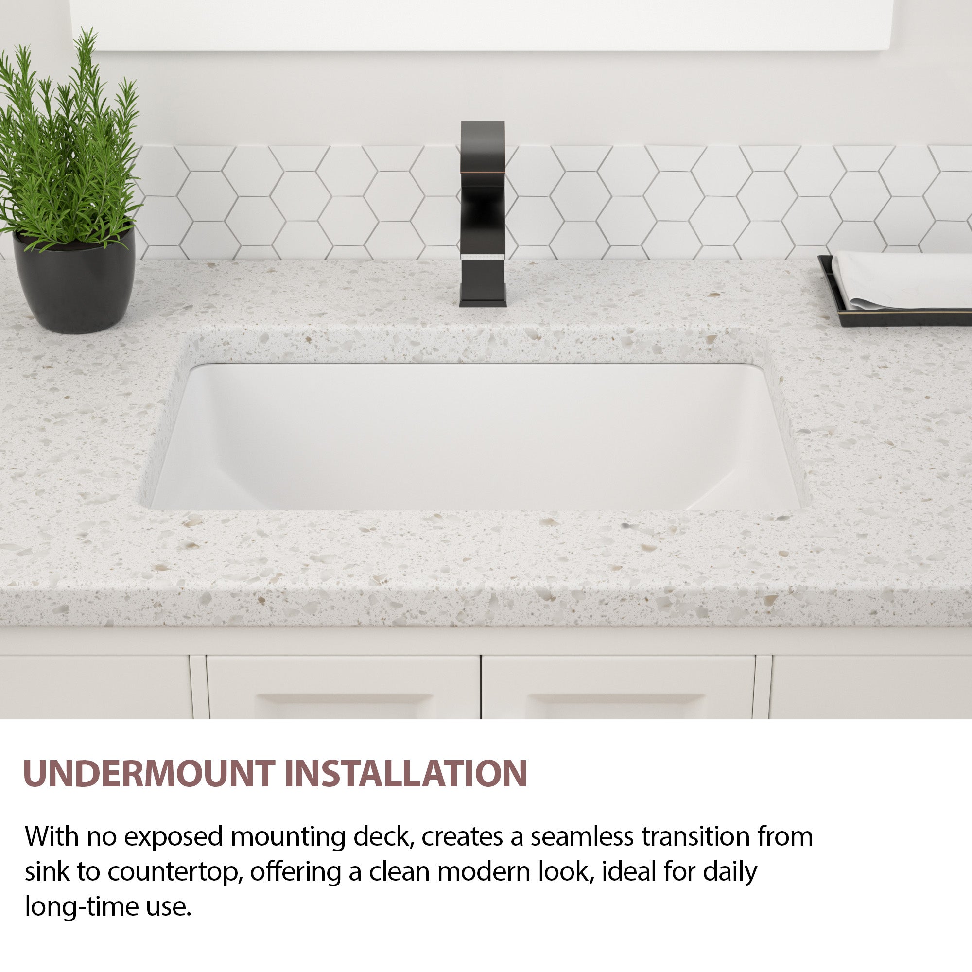 Dcolora 17.5''x11'' White Ceramic Rectangular Undermount Bathroom Sink, Vanity Basin with Overflow