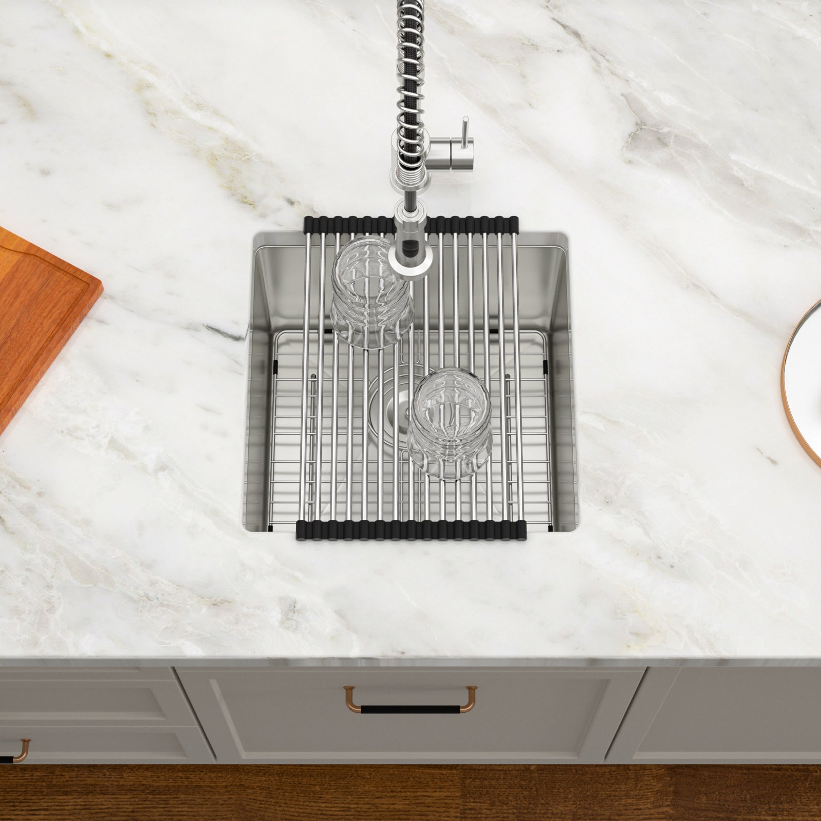 Dcolora 17 Inch Wet Bar Sink Undermount Spuare 16 Gauge Stainless Steel Small Kitchen Prep Sink Single Bowl,17’x17", DC-T7719