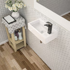 Dcolora 18''x10'' White Ceramic Wall Mounted Floating Vessel Sink, Rectangular Small Bathroom Basin, Right Hand