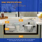 Dcolora 32''x19'' White Undermount Kitchen Sink, Large Single Bowl Dual Mount White Ceramic Porcelain Fireclay Basin