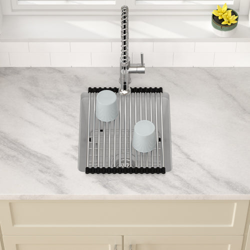 Dcolara 15 Inch White Undermount Wet Bar Sink Single Bowl Kitchen Sink Modern prep sink Granite Composite,DC-GUW001