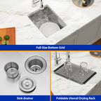 Dcolora 14 Inch Wet Bar Sink Undermount Small Kitchen Sink 16 Gauge Stainless Steel Prep Sink Single Bowl,14''x18''x9'' Rounded Corner, DC-U7718