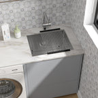 Dcolora 21''x18''x12'' Undermount Laundry Sink, 16 Gauge Stainless Steel 12'' Deep Single Bowl Utility Basin with X Grooves, Rectangular Under Counter Kitchen Sink