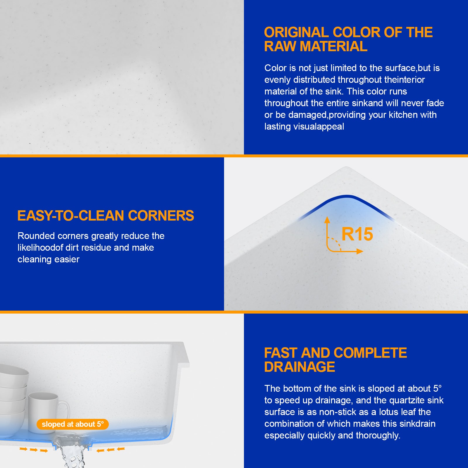 Dcolora 22 Inch Undermount Wet Bar Sink Single Bowl Modern Kitchen Sink White Granite Composite Deep Prep Small Sink 22"×17"×9",DC-GUW003