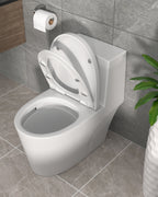 Dcolora One Piece Toilet, 1.28 GPF Efficient Flush, Chair Height Comfort Seat, Modern Design, 12'' Rough-In, Ivory White