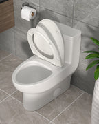 Dcolora One Piece Elongated Toilet, 1.28 GPF Single Flush Siphonic, Comfort Height White Ceramic, 12'' Rough-In