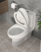 Dcolora One Piece Toilet, 1.1/1.6 GPF Dual Flush Siphonic, Comfort Height White Ceramic, 12'' Rough-In