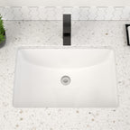 Dcolora 17.5''x11'' White Ceramic Rectangular Undermount Bathroom Sink, Vanity Basin with Overflow