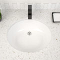 Dcolora 16''x13'' White Ceramic Oval Undermount Bathroom Sink, Vanity Basin with Overflow