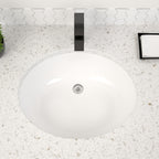 Dcolora 16''x13'' White Ceramic Oval Undermount Bathroom Sink, Vanity Basin with Overflow