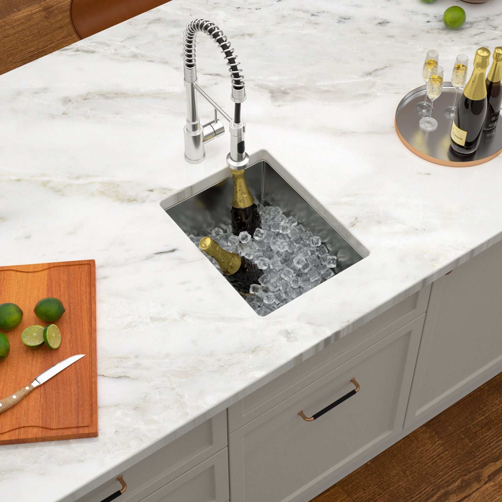 Dcolora 14 Inch Wet Bar Sink Undermount Small Kitchen Sink 16 Gauge Stainless Steel Prep Sink Single Bowl,14"x18"x9" Rounded Corner, DC-U7718