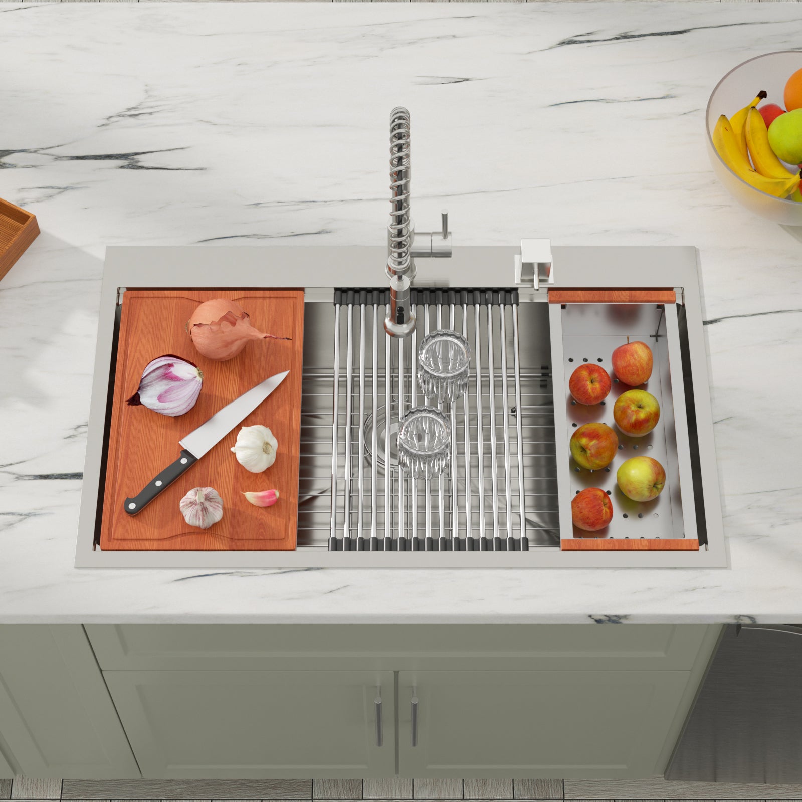 Dcolora 36 Kitchen Sink Drop In Extra Large Kitchen Sink with Ledge Workstation 16 Gauge Stainless Steeel Topmount Sinks Single Bowl, Round Corner, 36"x22"x10" DC-T7759