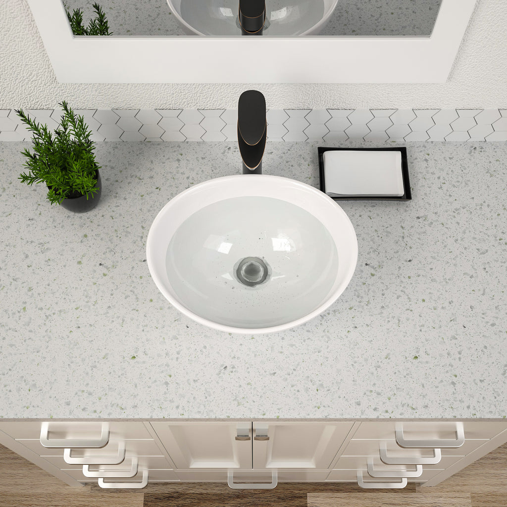 Dcolora 16''x13'' White Oval Vessel Sink, Above Counter Ceramic Bathroom Vanity Basin