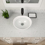 Dcolora 16''x13'' White Oval Vessel Sink, Above Counter Ceramic Bathroom Vanity Basin