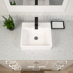 Dcolora 20.8''x16'' White Ceramic Wall Mounted Floating Vessel Sink, Rectangular Bathroom Vanity Basin with Overflow